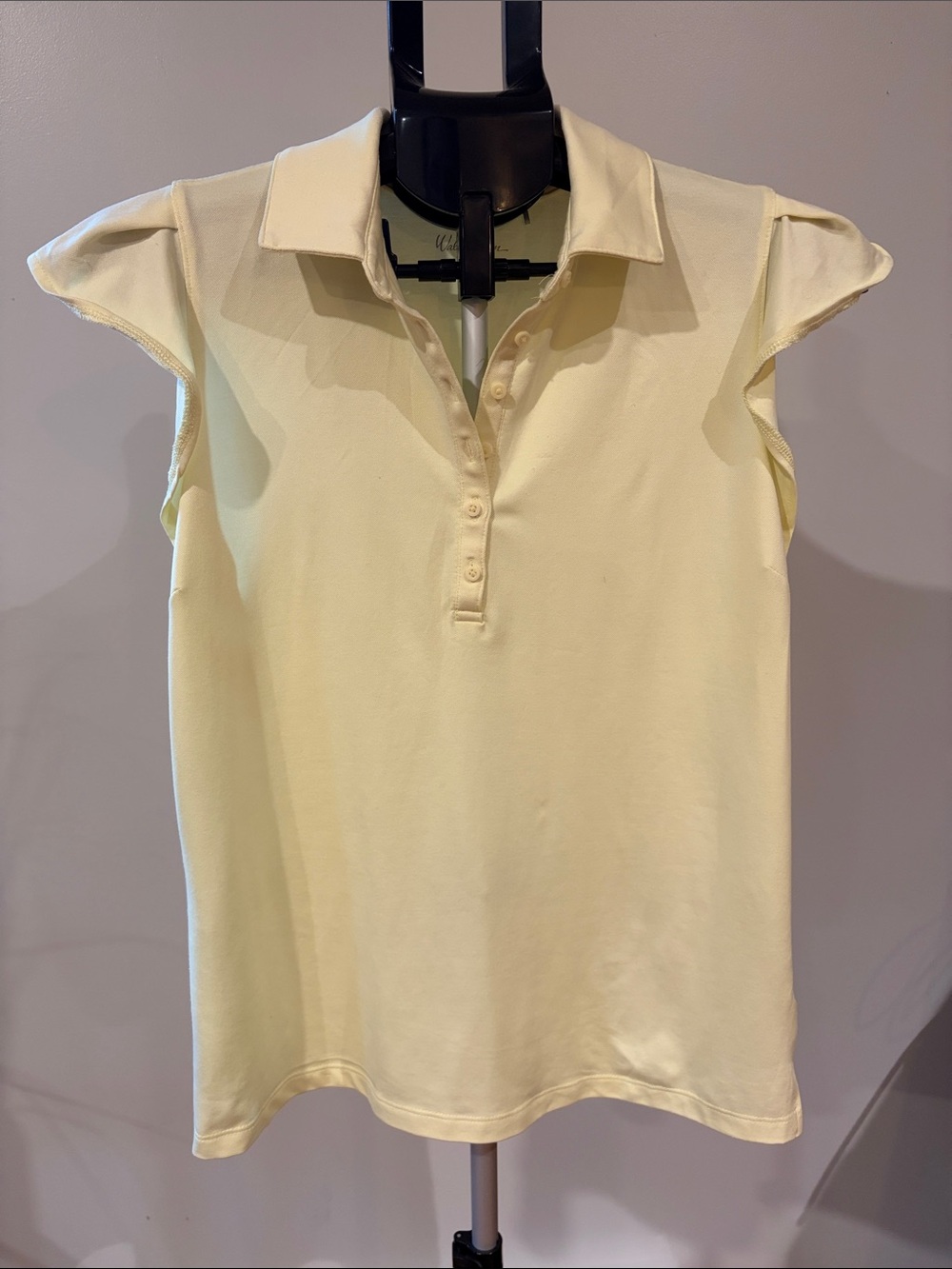 Walter Hagen Pale Yellow Cap-Sleeve Polo Top